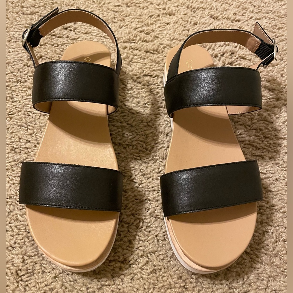Italian Leather Black Women's Platform Sandals